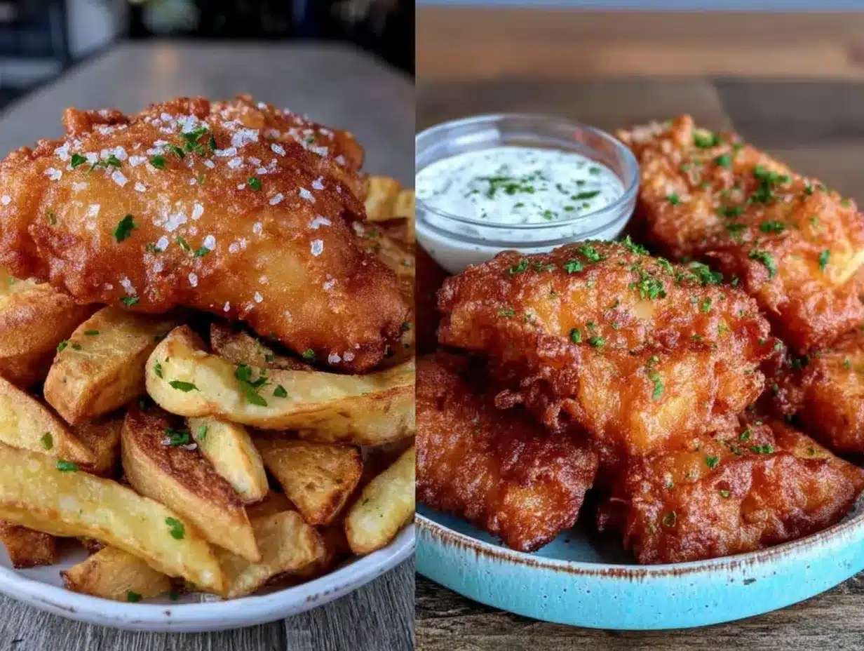 crispy beer battered fish and chips preparation steps