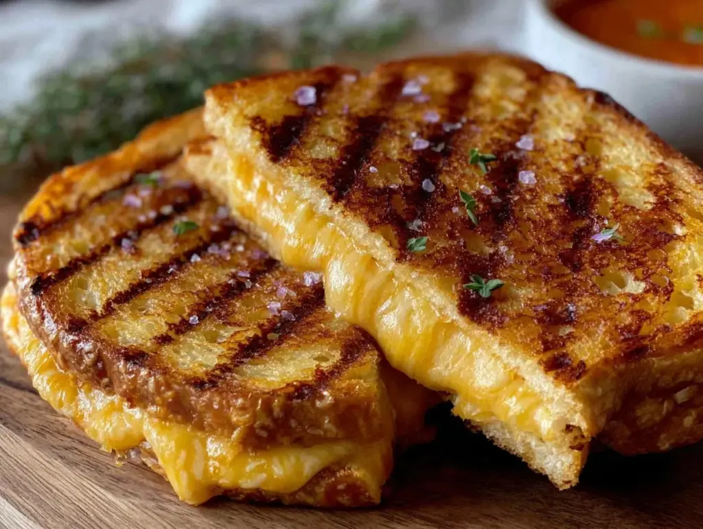 crispy gooey grilled cheese sandwich - featured image