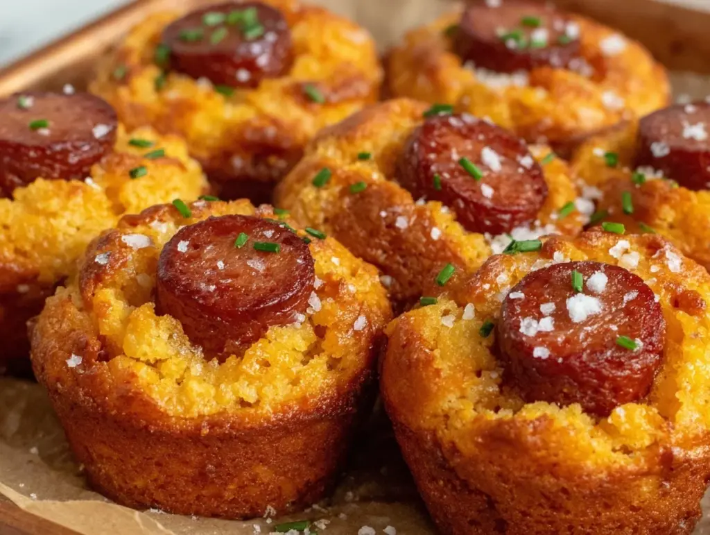 crispy mini corn dog muffins - featured image