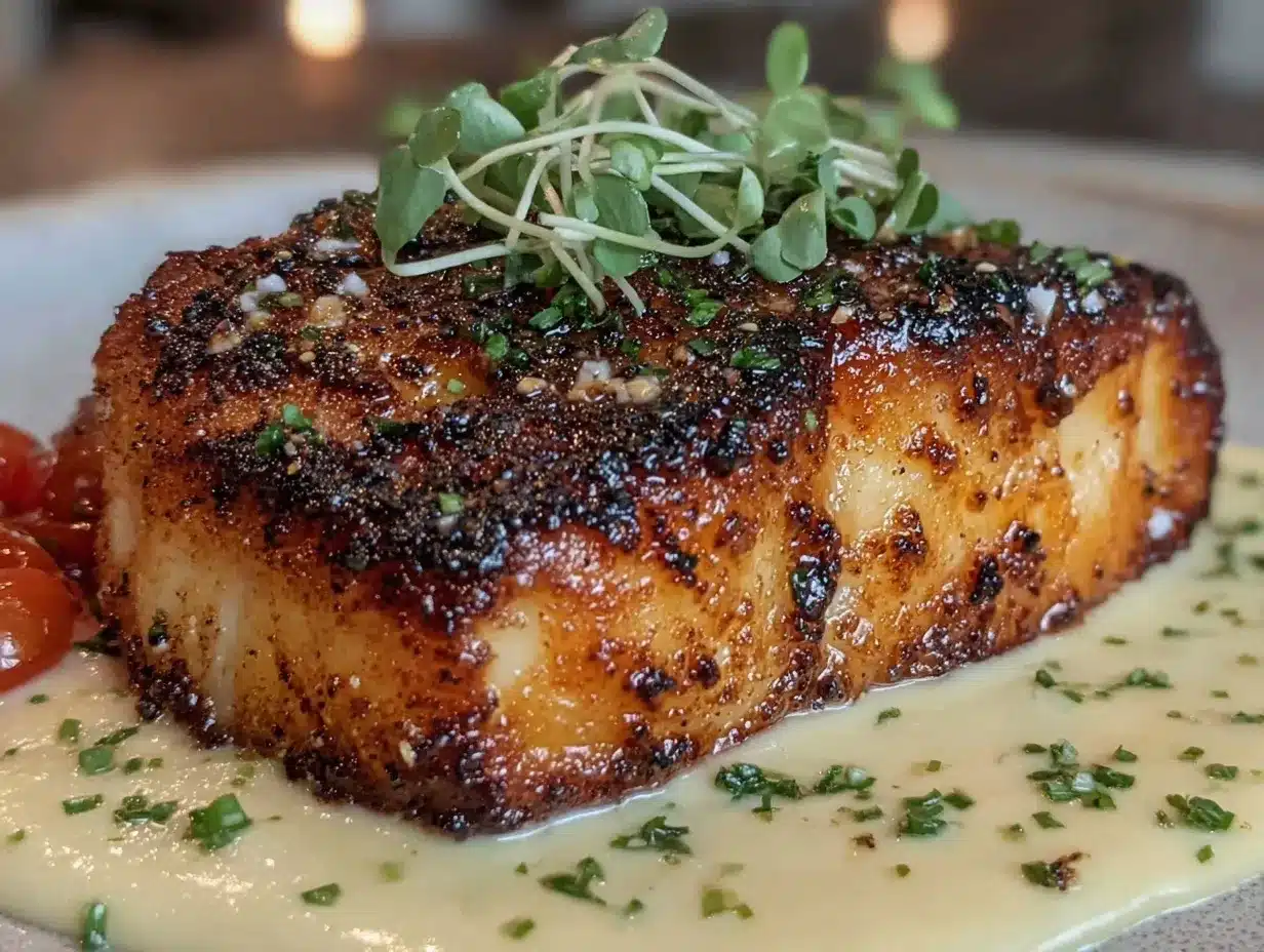 crispy pan-seared Chilean sea bass preparation steps