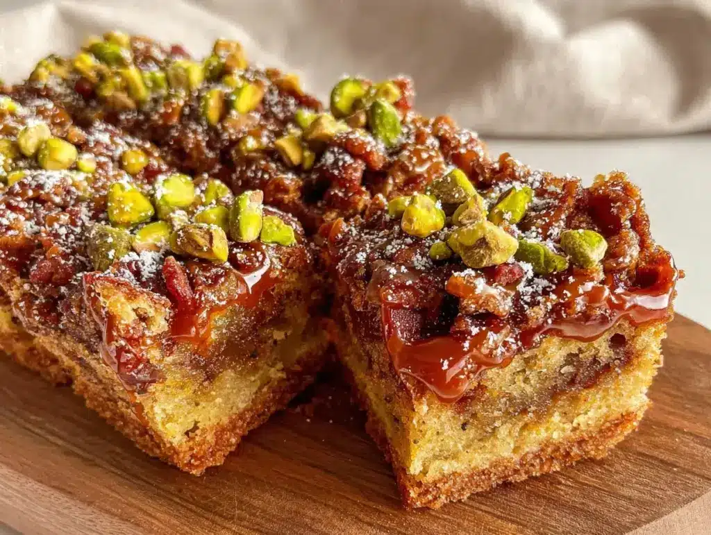 crispy spring bars pistachio caramel topping - featured image
