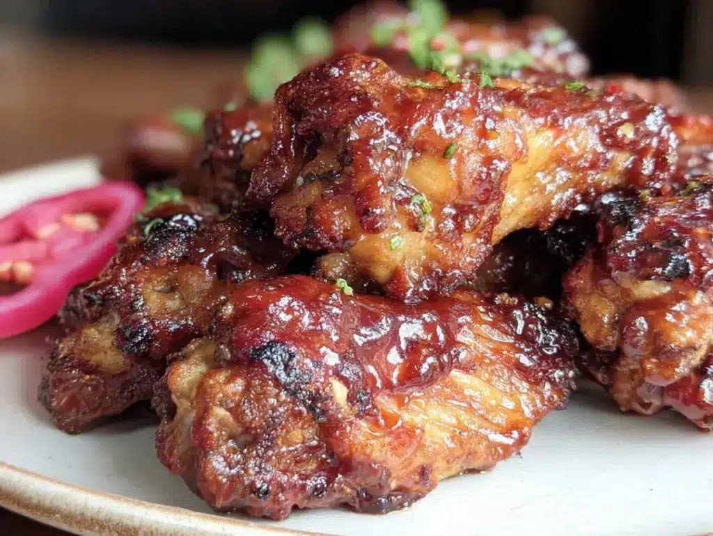 crispy sticky bbq chicken wings - featured image