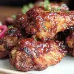 crispy sticky bbq chicken wings - featured image