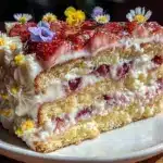 fluffy spring layer cake - featured image