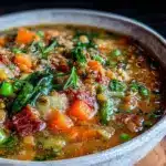 fresh spring lentil soup - featured image