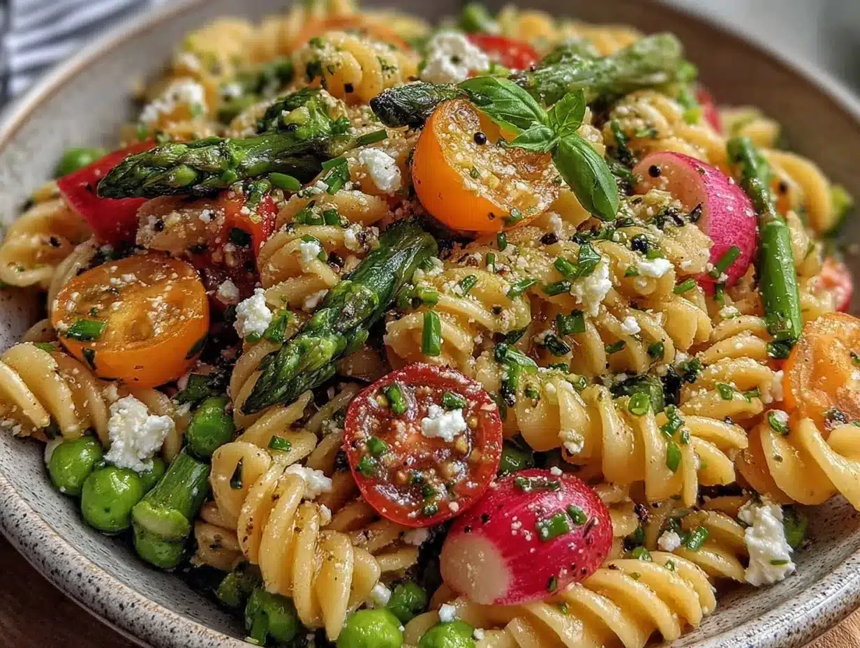 fresh spring pasta salad preparation steps