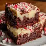 fudgy peppermint bark brownies - featured image