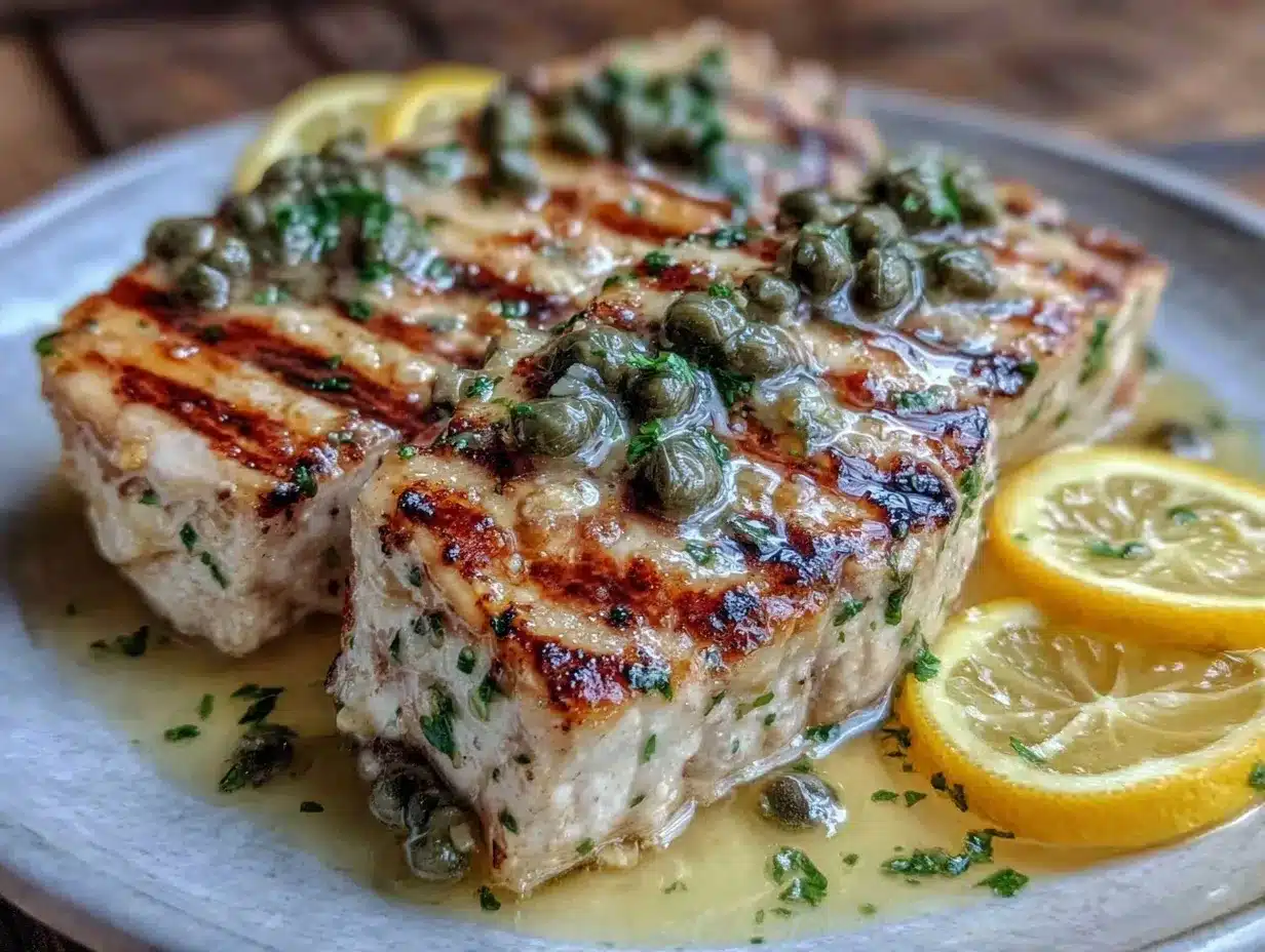 Grilled Swordfish with Lemon Caper Sauce preparation steps
