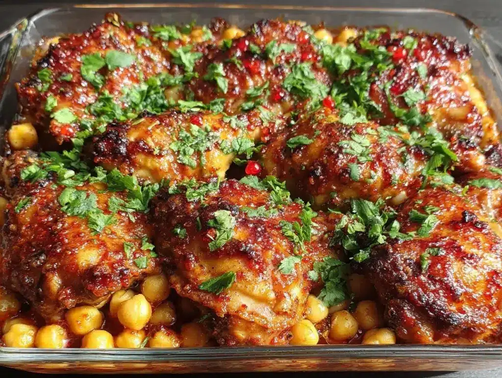 harissa chicken with chickpeas - featured image