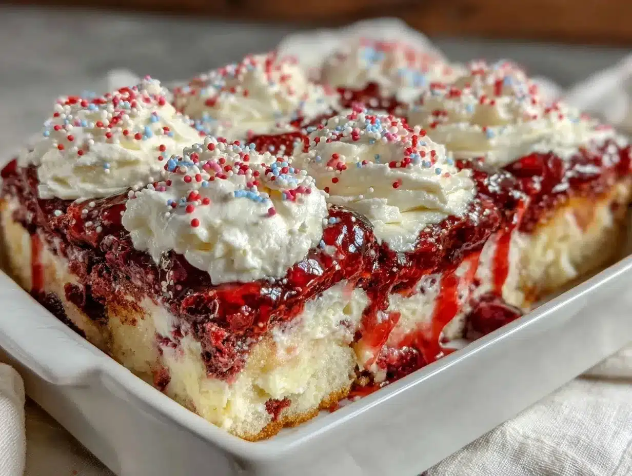 Red White and Blue Layered Poke Cake preparation steps