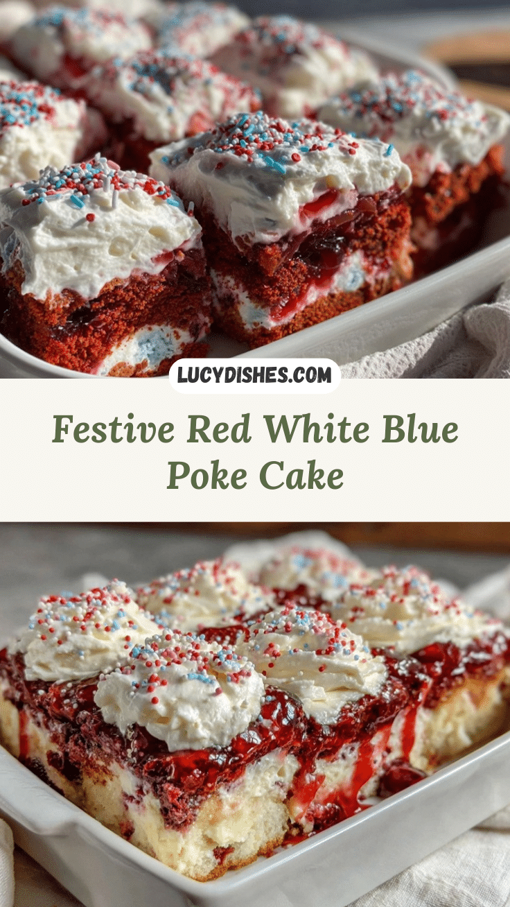Red White and Blue Layered Poke Cake recipe