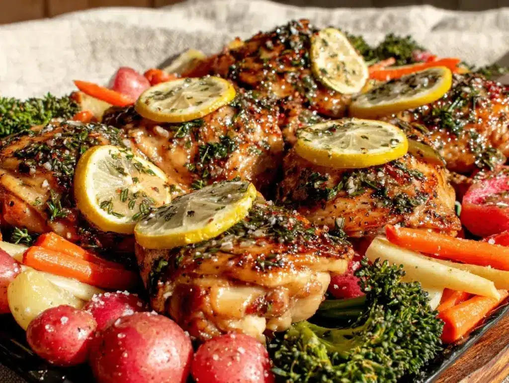 sheet pan lemon herb chicken - featured image