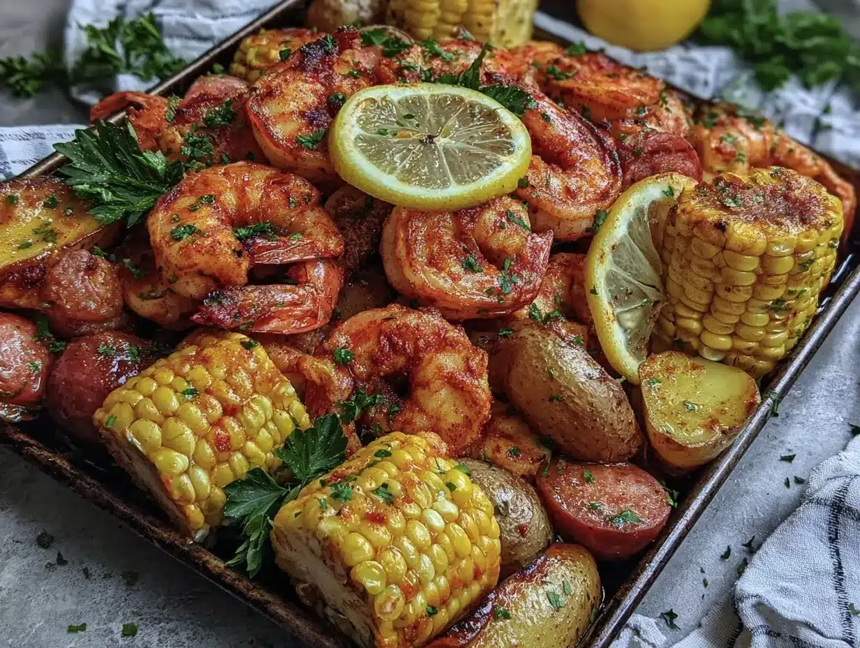 sheet pan shrimp boil preparation steps