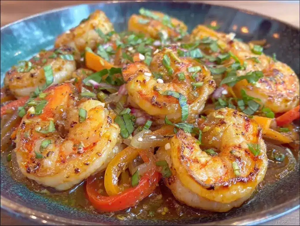 spicy Thai basil shrimp stir fry - featured image