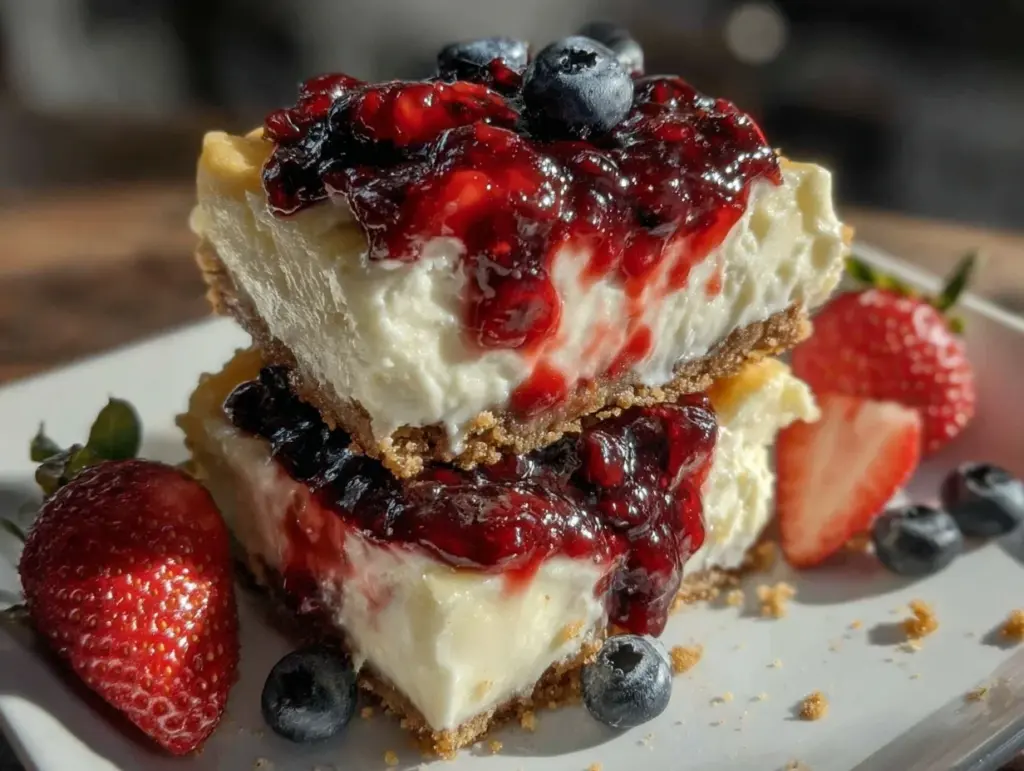 Strawberry Blueberry Cheesecake Bars - featured image