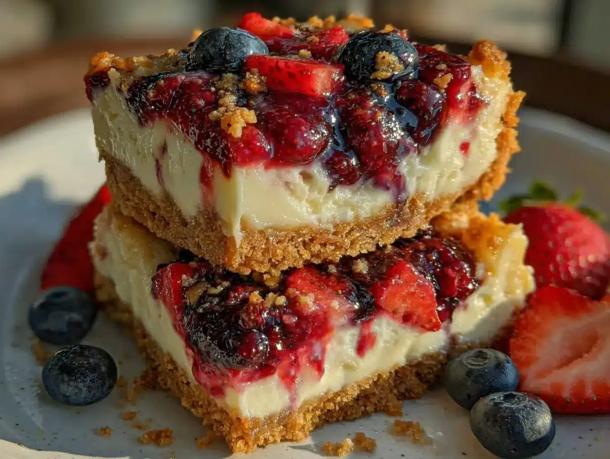Strawberry Blueberry Cheesecake Bars preparation steps