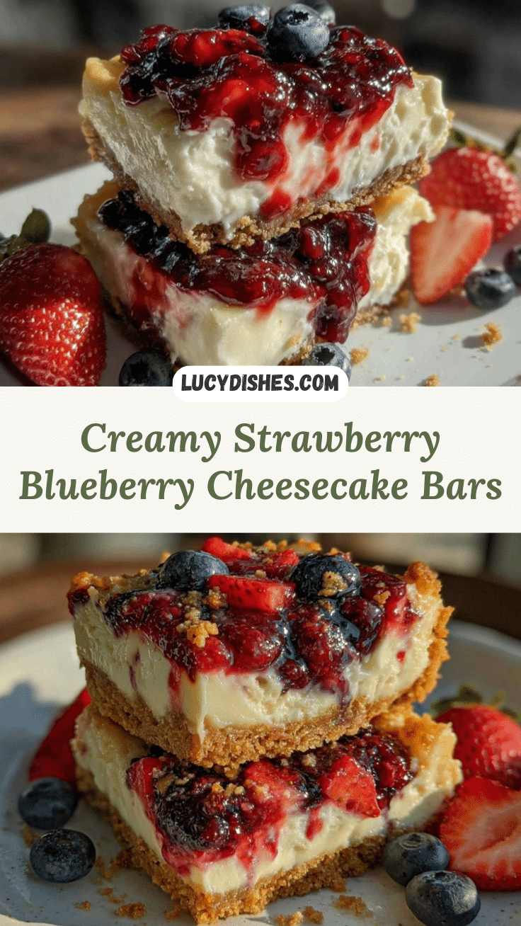Strawberry Blueberry Cheesecake Bars recipe