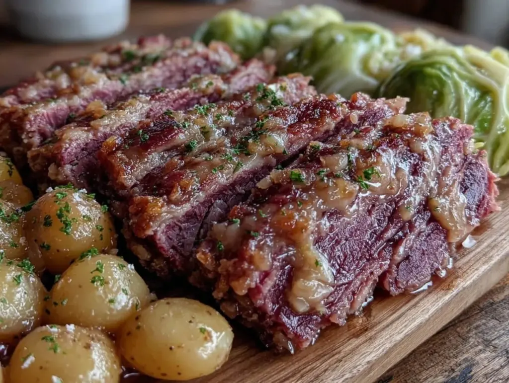 cozy crockpot corned beef and cabbage - featured image