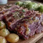 cozy crockpot corned beef and cabbage - featured image