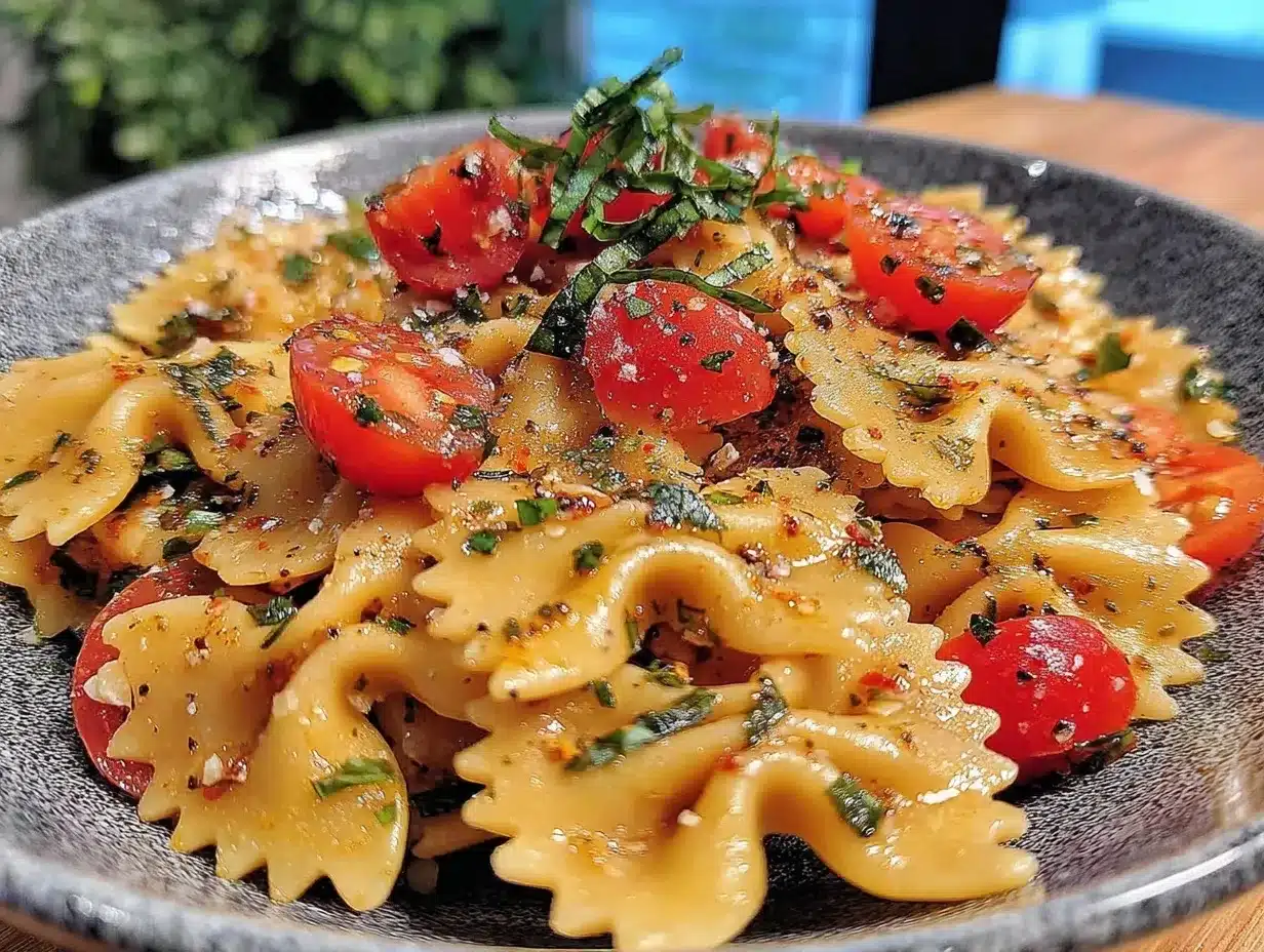 creamy garlic bowtie pasta preparation steps