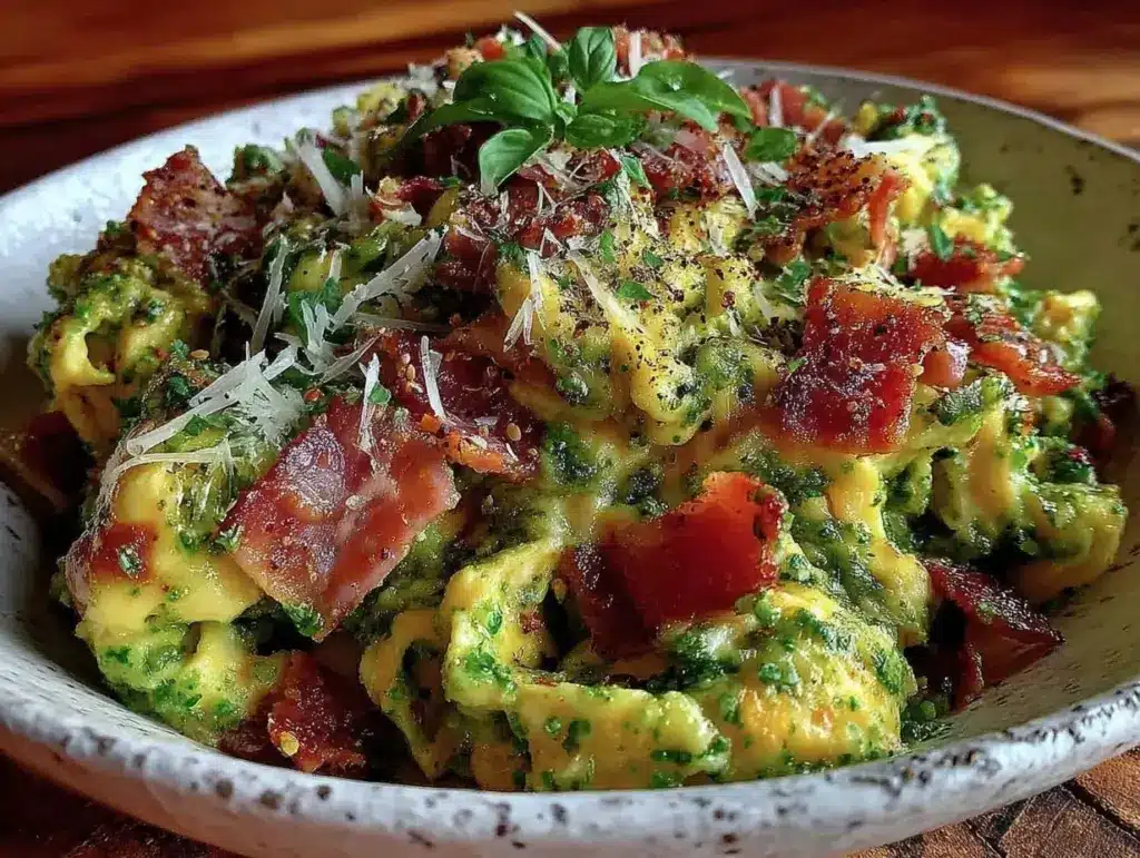 Creamy Green Eggs and Ham Breakfast Scramble - featured image