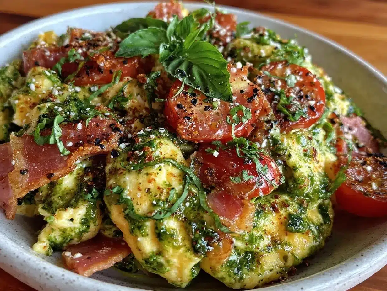 Creamy Green Eggs and Ham Breakfast Scramble preparation steps