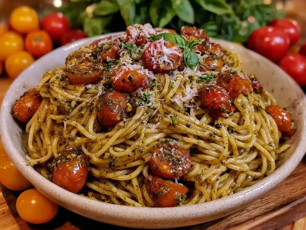 creamy pesto pasta preparation steps