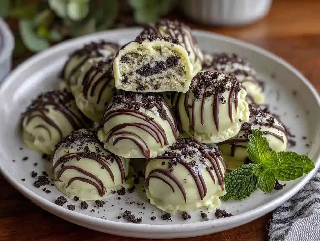 Creamy Shamrock Mint Oreo Truffles preparation steps
