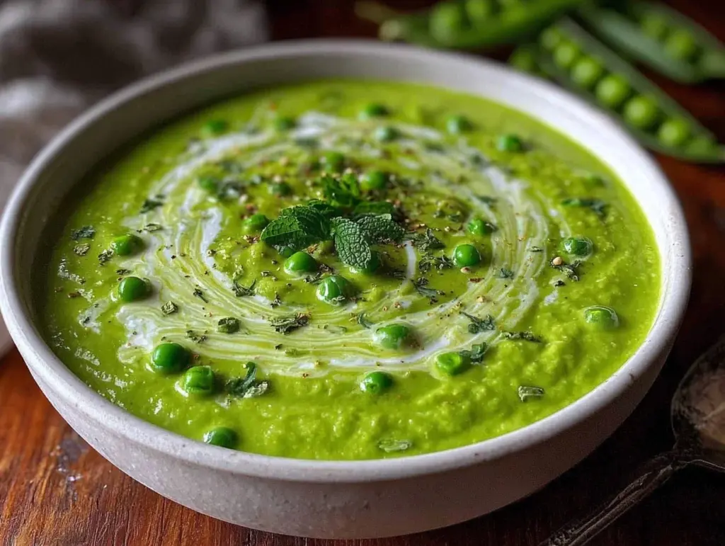 creamy spring pea and fresh mint soup - featured image
