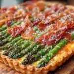 crispy asparagus and prosciutto tart - featured image