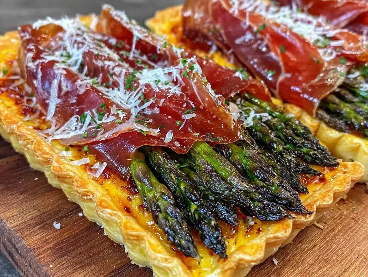 crispy asparagus and prosciutto tart preparation steps