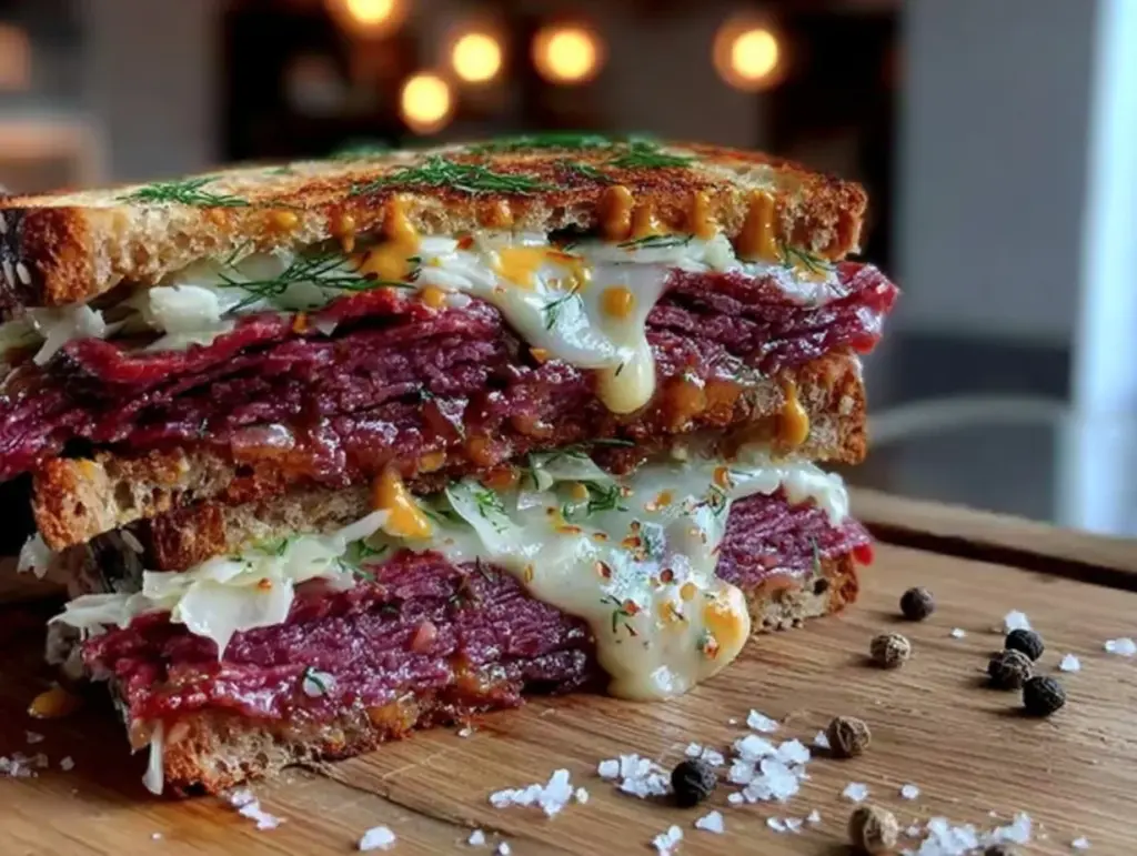 crispy corned beef sandwich - featured image