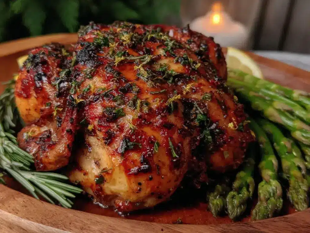 crispy lemon herb roasted chicken - featured image