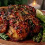 crispy lemon herb roasted chicken - featured image