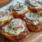 crispy radish and butter crostini - featured image