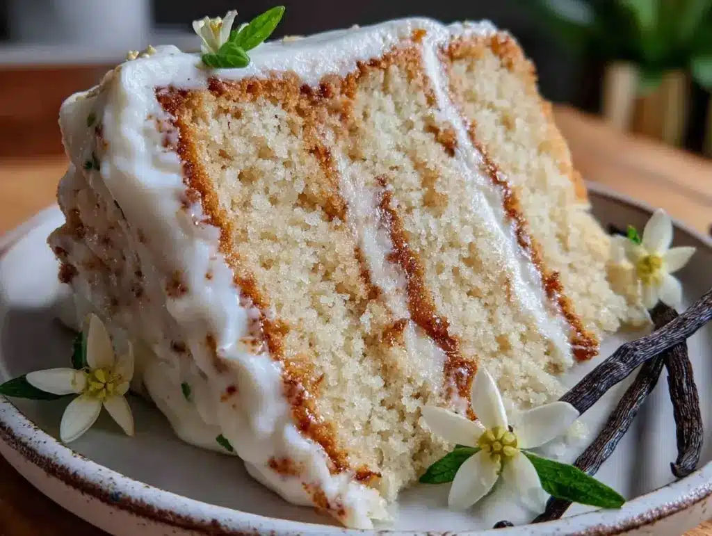 fluffy moist vanilla cake - featured image