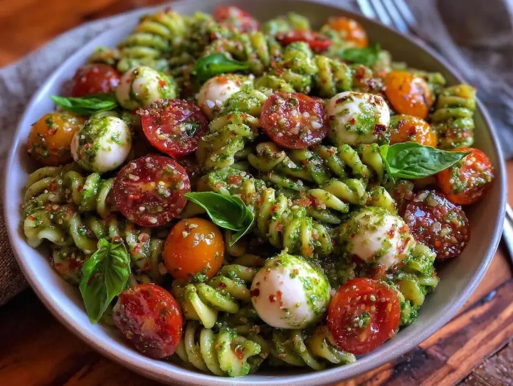 fresh caprese pasta salad - featured image