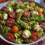 fresh caprese pasta salad - featured image