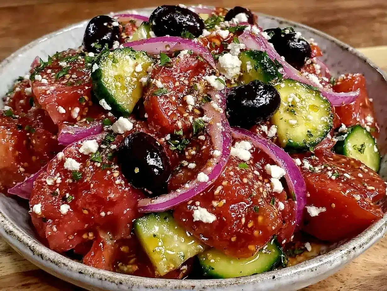 fresh greek salad preparation steps