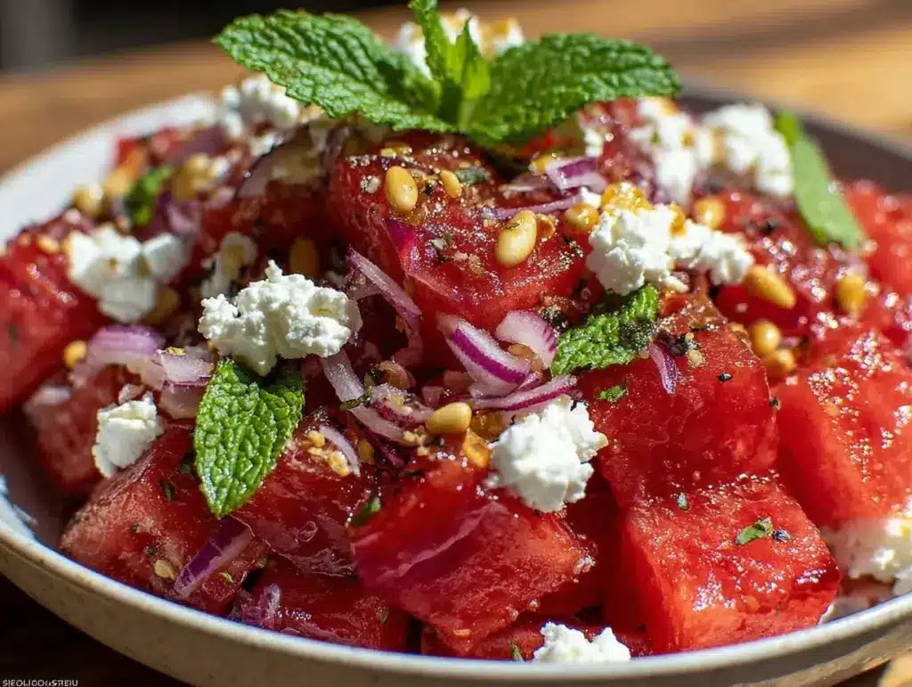 fresh watermelon feta summer salad - featured image
