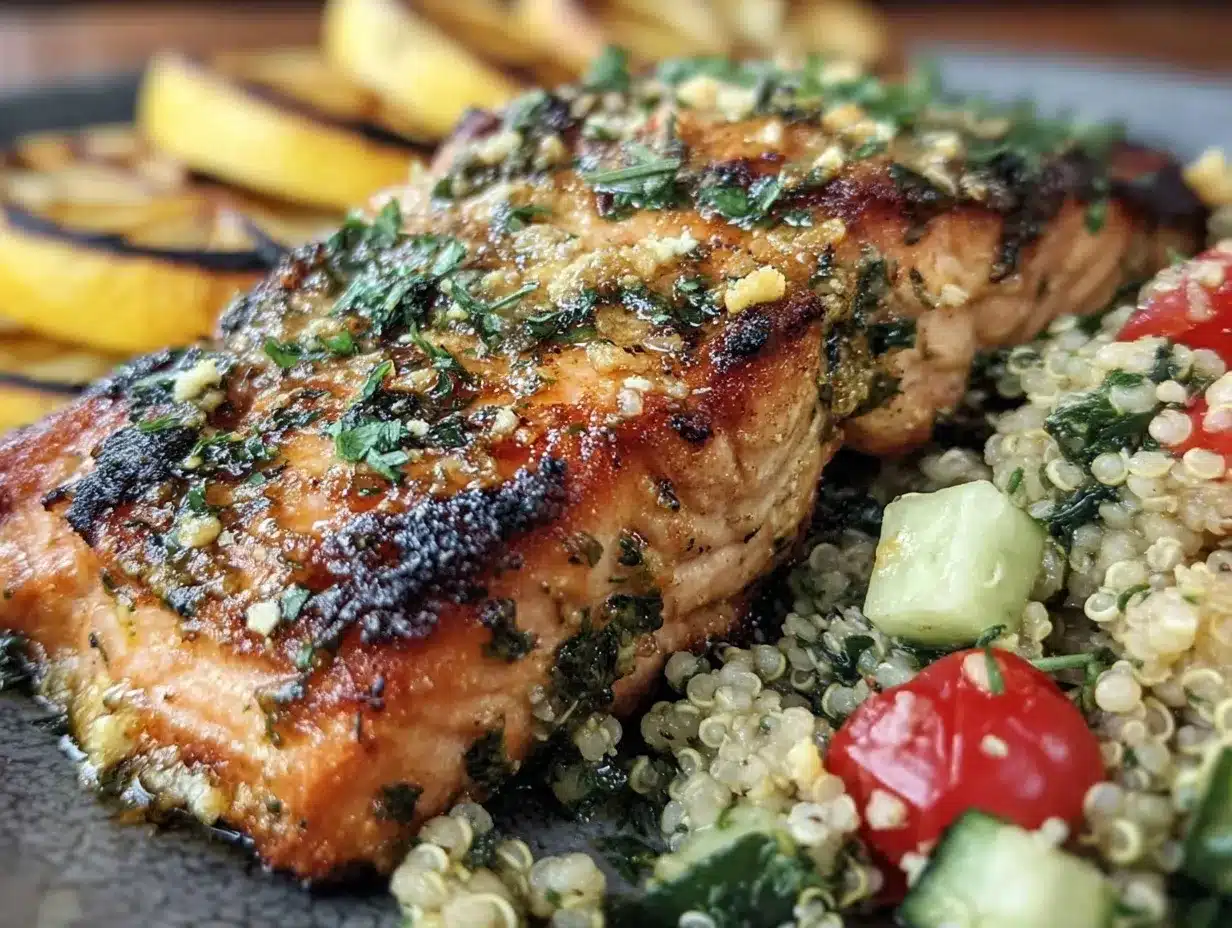 grilled salmon and quinoa salad recipe preparation steps