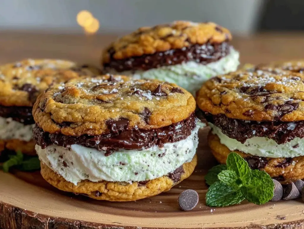 mint chocolate chip cookie sandwiches - featured image