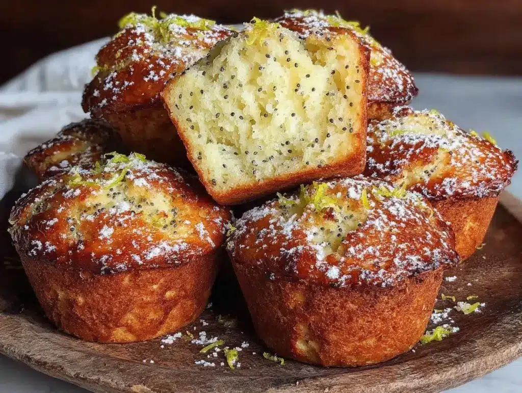 moist lemon poppy seed muffins - featured image