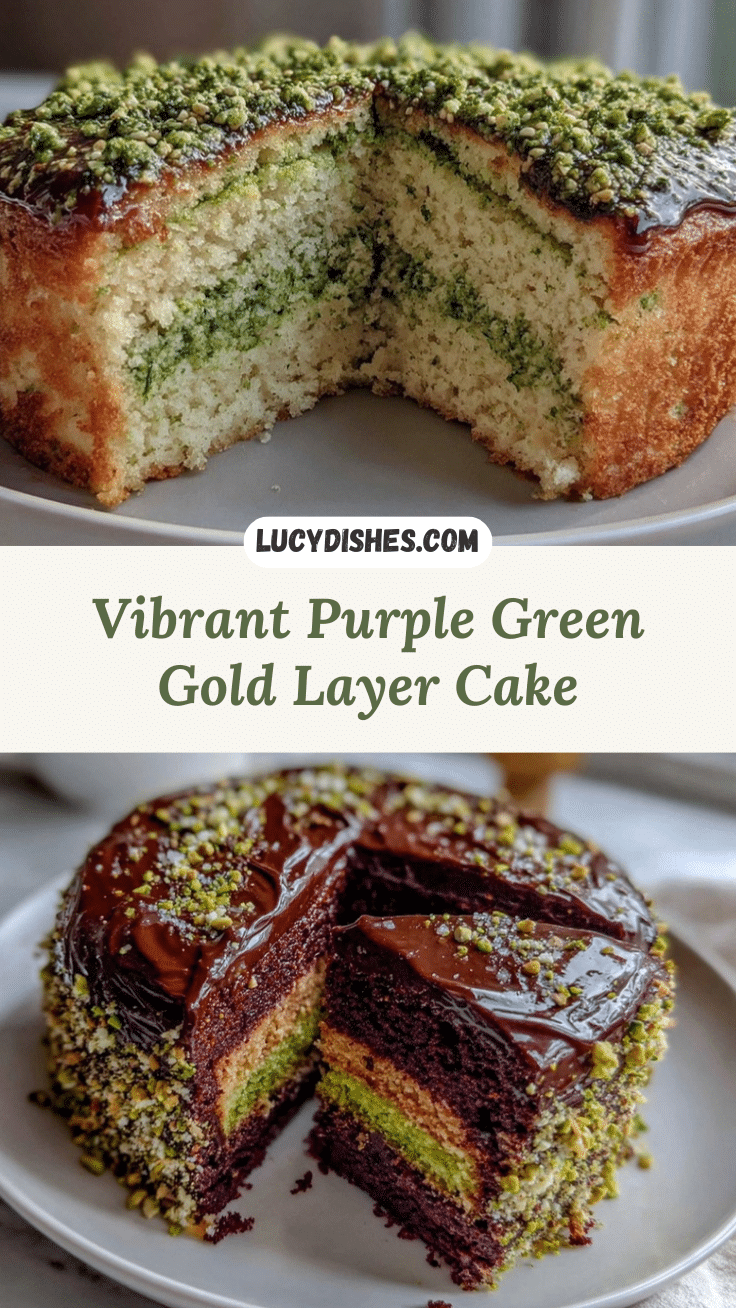 purple green gold layer cake recipe