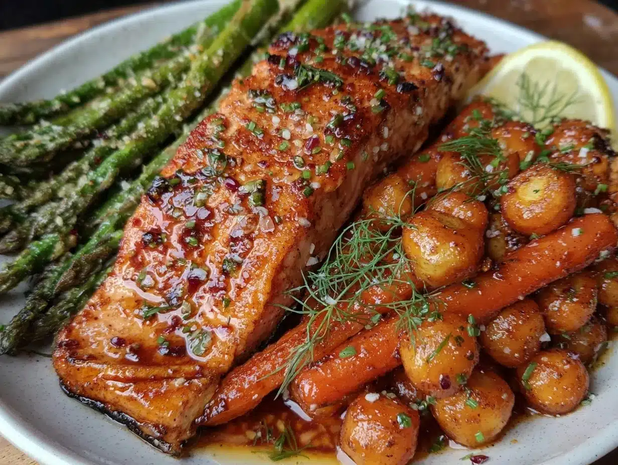 seared salmon and roasted veggies preparation steps