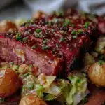 slow cooker corned beef and cabbage - featured image