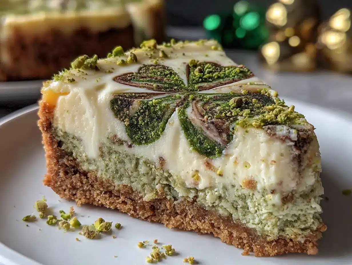 St Patrick’s Day Pistachio White Chocolate Cheesecake preparation steps