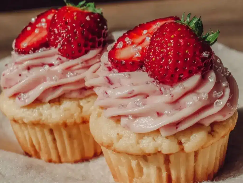 strawberry champagne cupcakes - featured image
