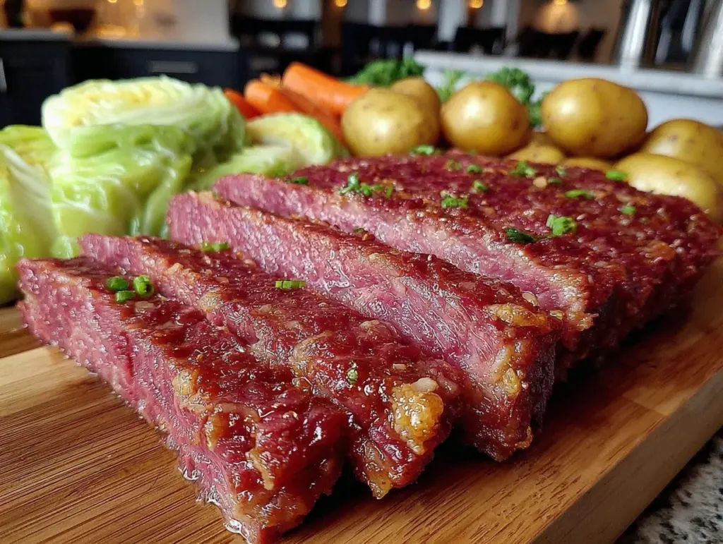 tender slow cooker corned beef - featured image