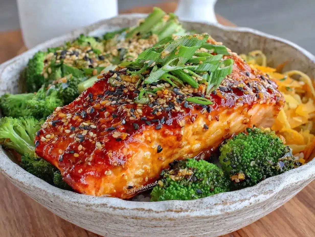 asian honey garlic salmon bowl preparation steps